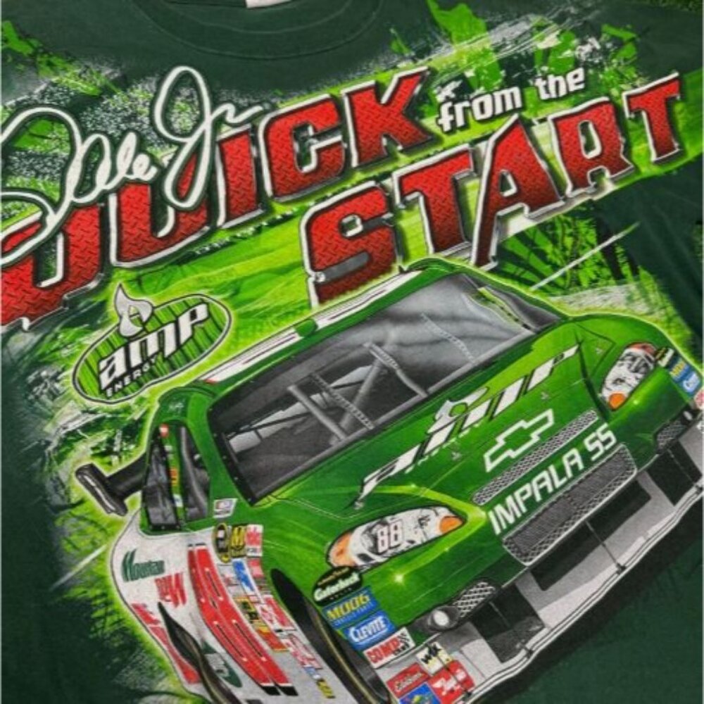 Dale Earnhardt Jr NASCAR AOP Graphic XL Chase Green Short Sleeve 100% Cotton Y2K - Picture 6 of 12